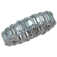Handmade 6.29 Carat Emerald Cut Diamond Wedding Eternity Band