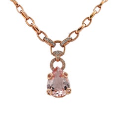 18 Karat Rose Gold and Morganite Gucci Necklace