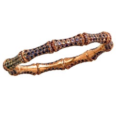 18 Karat Rose Gold Sapphire Gucci Bamboo Bracelet