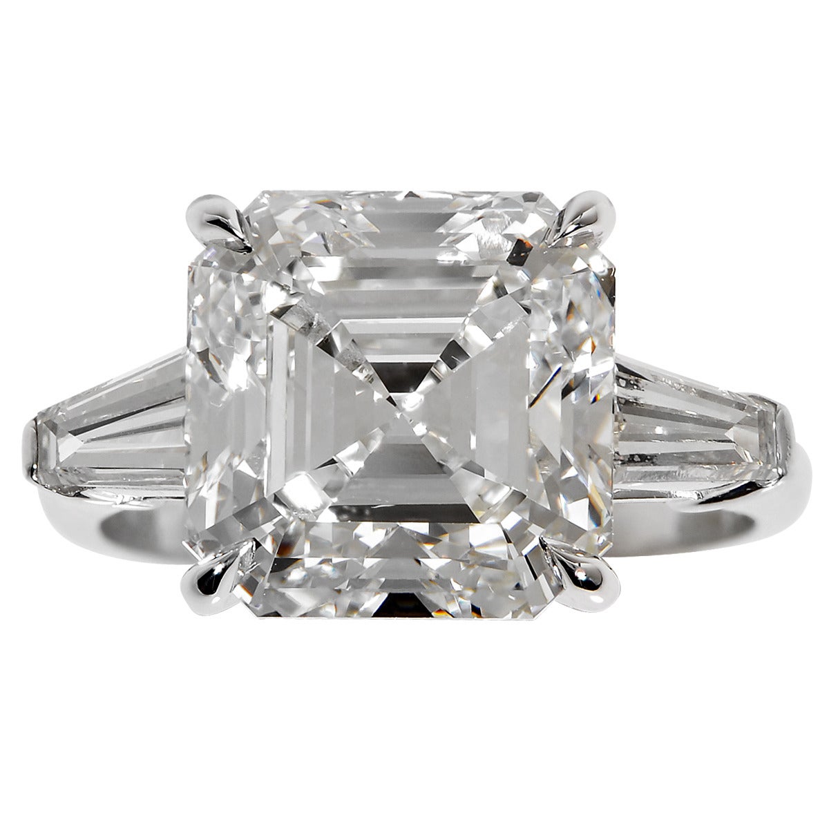 7.15 Carat GIA Cert Square Emerald Cut  Diamond Ring