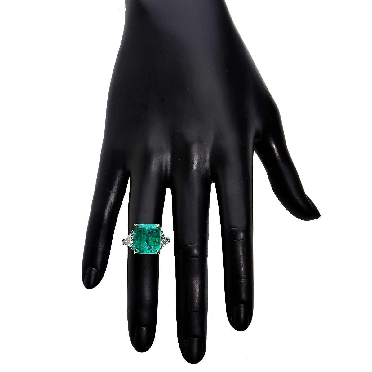 11.39 Carat GIA Emerald Diamond Gold Platinum Ring 1