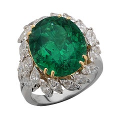 Vivid Diamonds AGL Certified 1.02 Carat Colombian Emerald and Diamond Ring