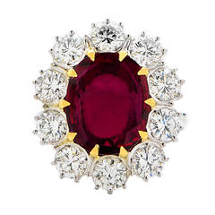 4 Carat Ruby Diamond Platinum Ring
