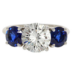 2.35 Carat E VS1 GIA Tiffany & Co. Sapphire Diamond Platinum Ring
