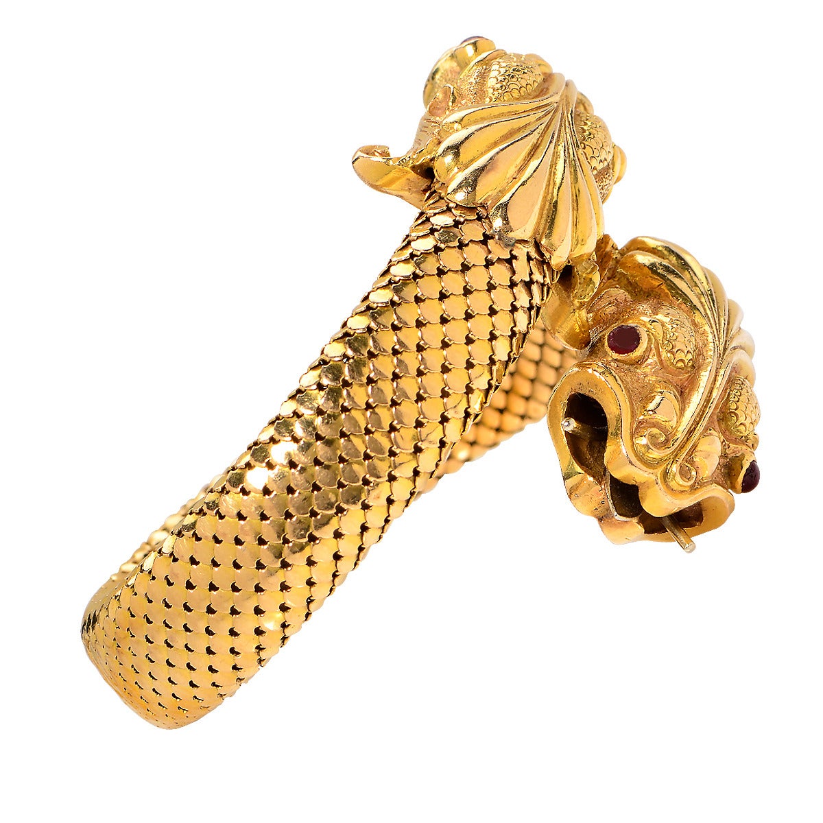 18k Yellow Gold Dragon Bracelet with Ruby Eyes.