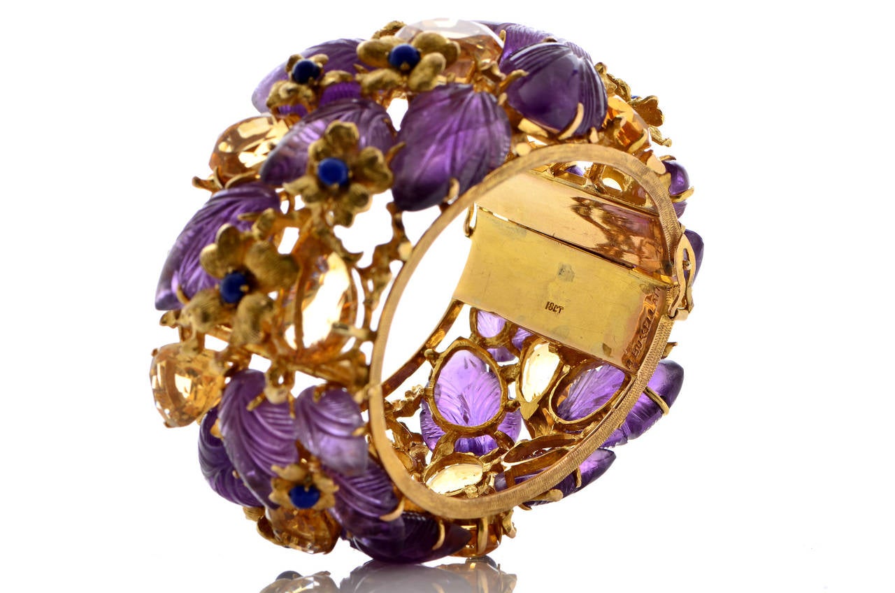 Buccellati Citrine Amethyst Lapis Gold Bracelet 1