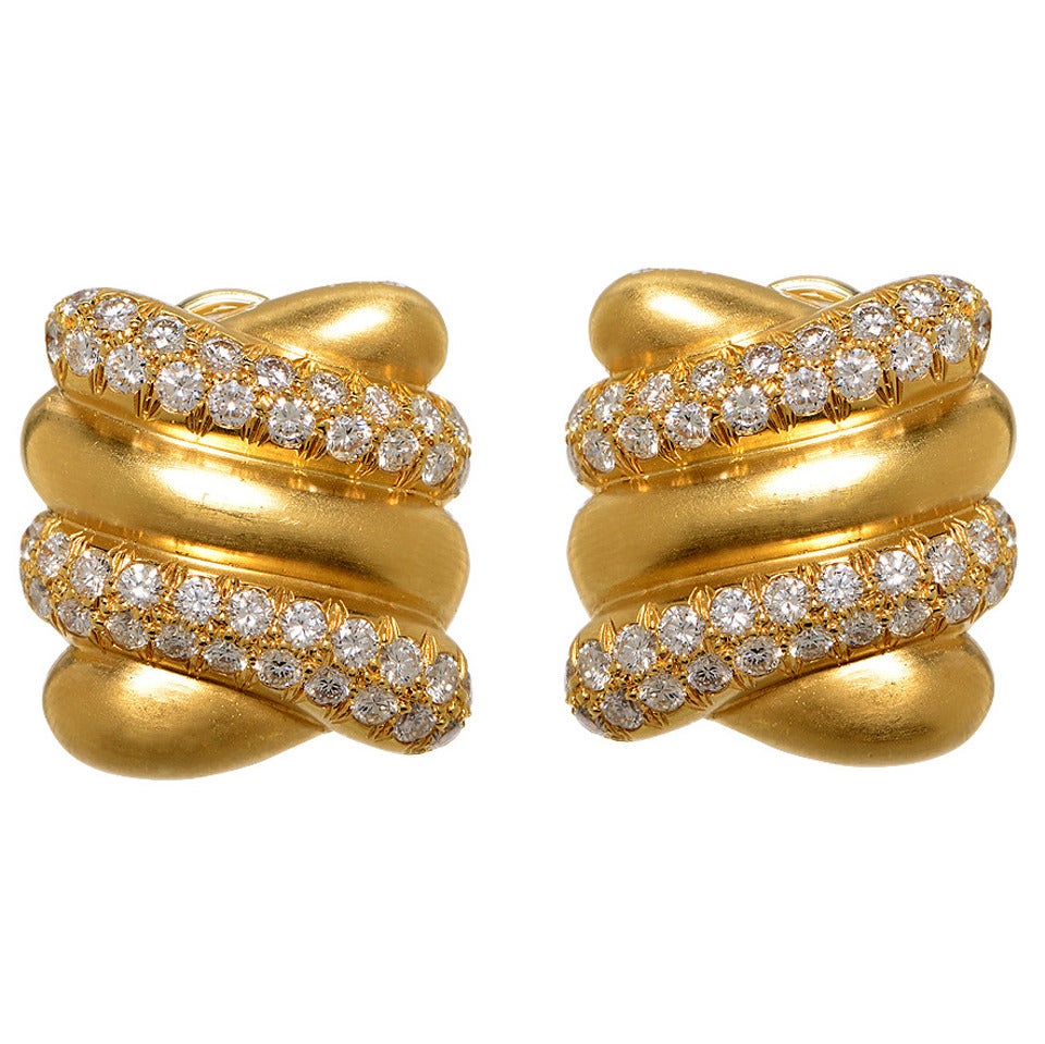 Angela Cummings Diamond Gold Earrings