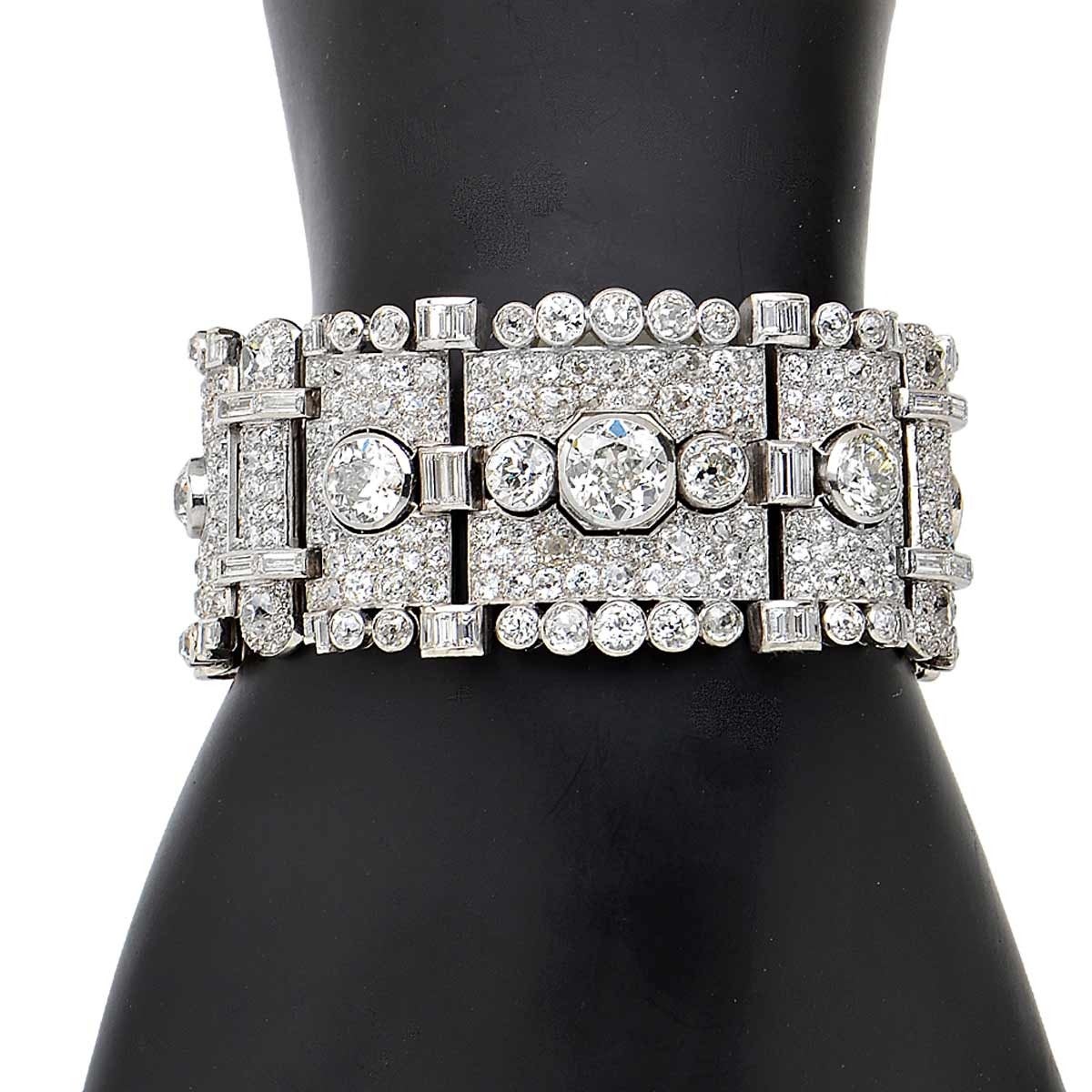 Women's Important Art Deco Diamond Platinum  Bracelet
