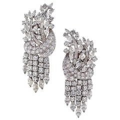 Beautiful 15.15 Carat Diamond Platinum Dangle Earrings