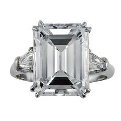 Harry Winston 6.77 Carat  Emerald Cut Diamond Platinum Ring