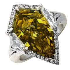 7.94 Carat Fancy Color GIA Cert Diamond Platinum Ring 4