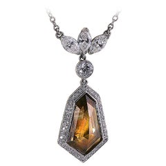 6.10 Carat GIA Cert Fancy Color Diamond Platinum Drop Necklace