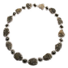 Rough Black and Round Diamond Gold Necklace 6