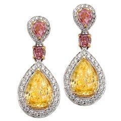 3.17 Carat GIA Certified Diamond Gold Earrings