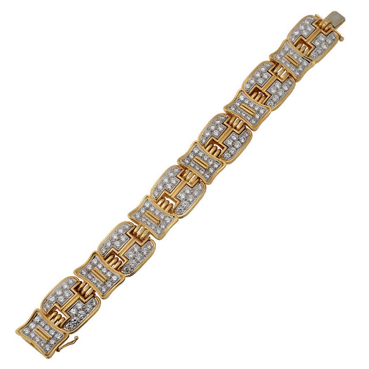 18 Karat White and Yellow Gold Bracelet with 9.18cts of Round Brilliant Cut Diamonds, G Color, VS Clarity.