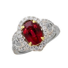 2.81 Carat Burma Ruby Diamond Gold Ring