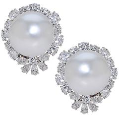 Van Cleef & Arpels Pearl Diamond Platinum Earrings