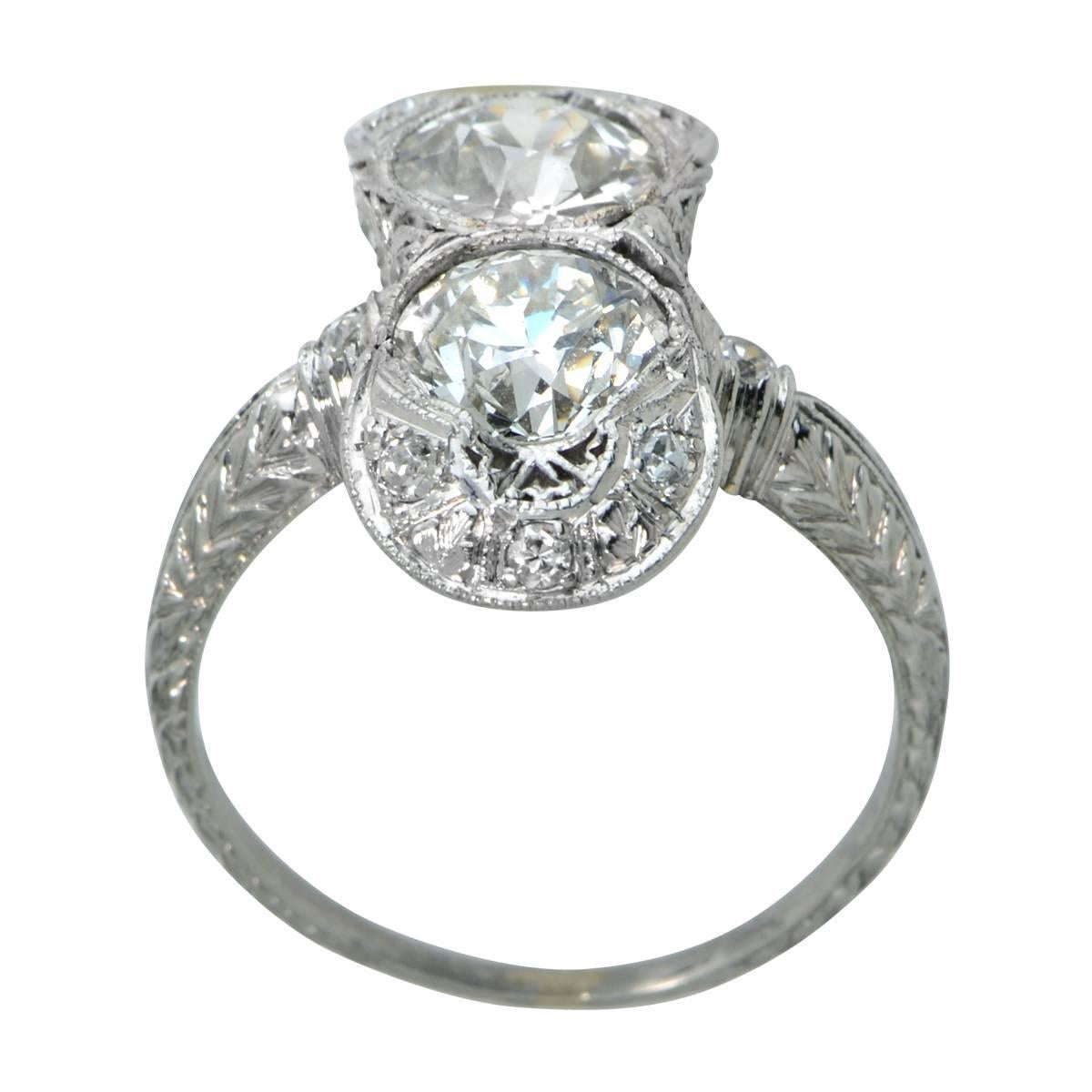 Art Deco 2.00 Carat Old European Cut Diamond Ring In Excellent Condition In Miami, FL