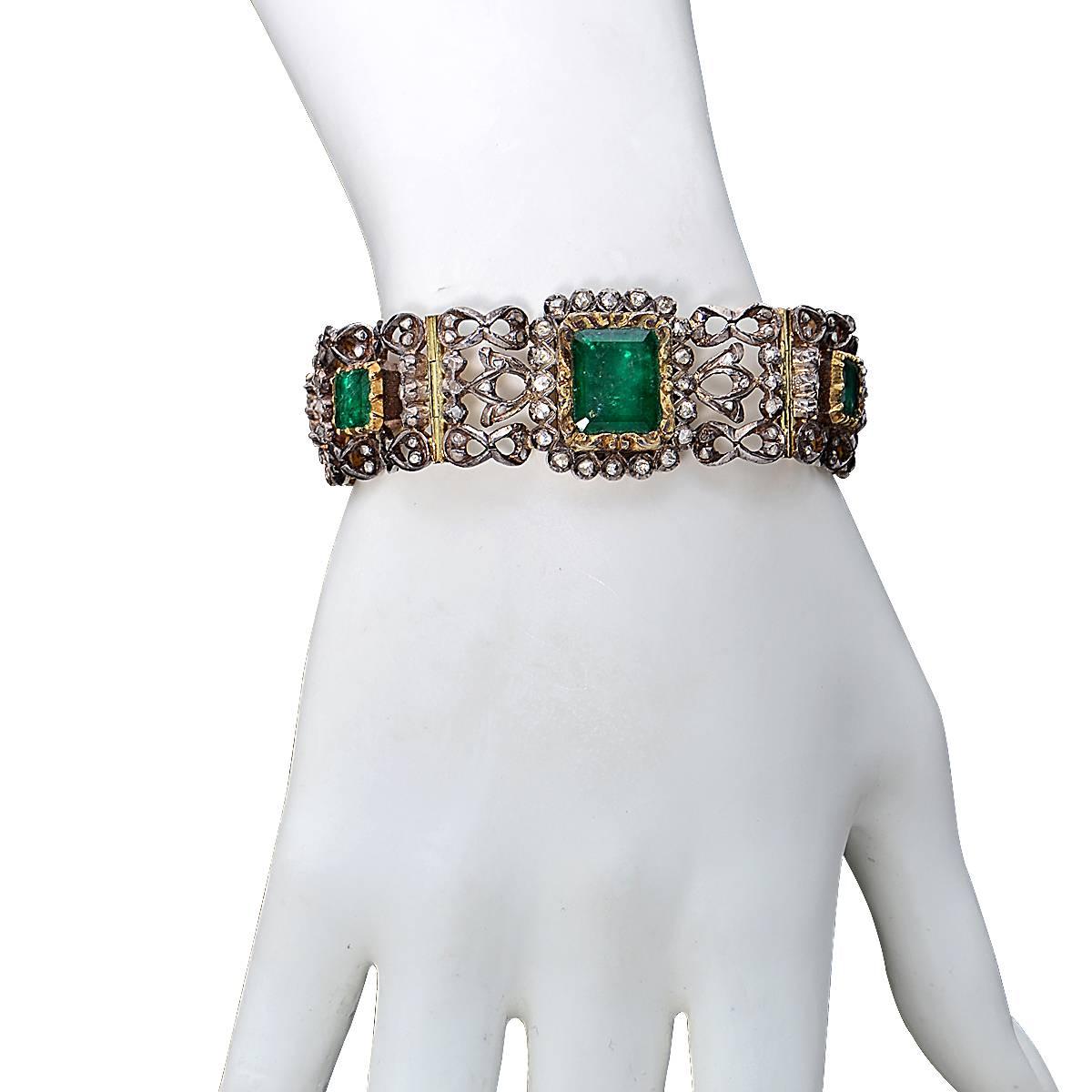 Women's Victorian Emerald silver gold Bracelet