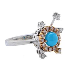 Turquoise Diamond gold Ring