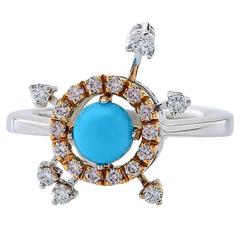 Turquoise Diamond gold Ring