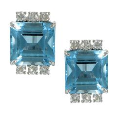 Aquamarine Diamond gold Earrings