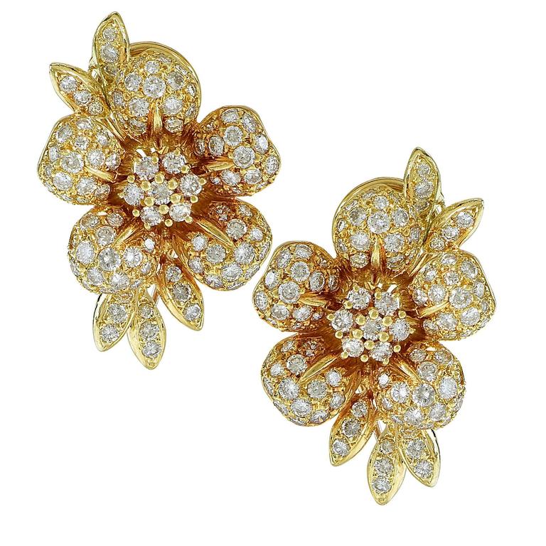 Diamond Gold Earrings at 1stDibs