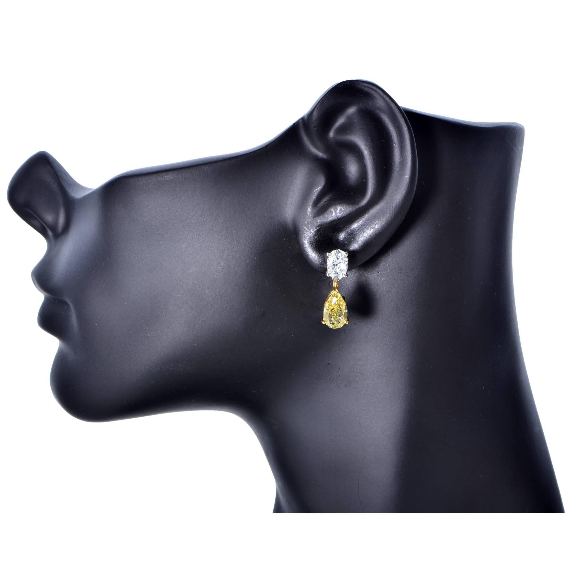 Tiffany & Co. Diamond Gold Platinum Drop Earrings 1