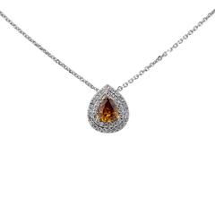 1.10 Carat GIA Cert Fancy Color Diamond Gold Necklace