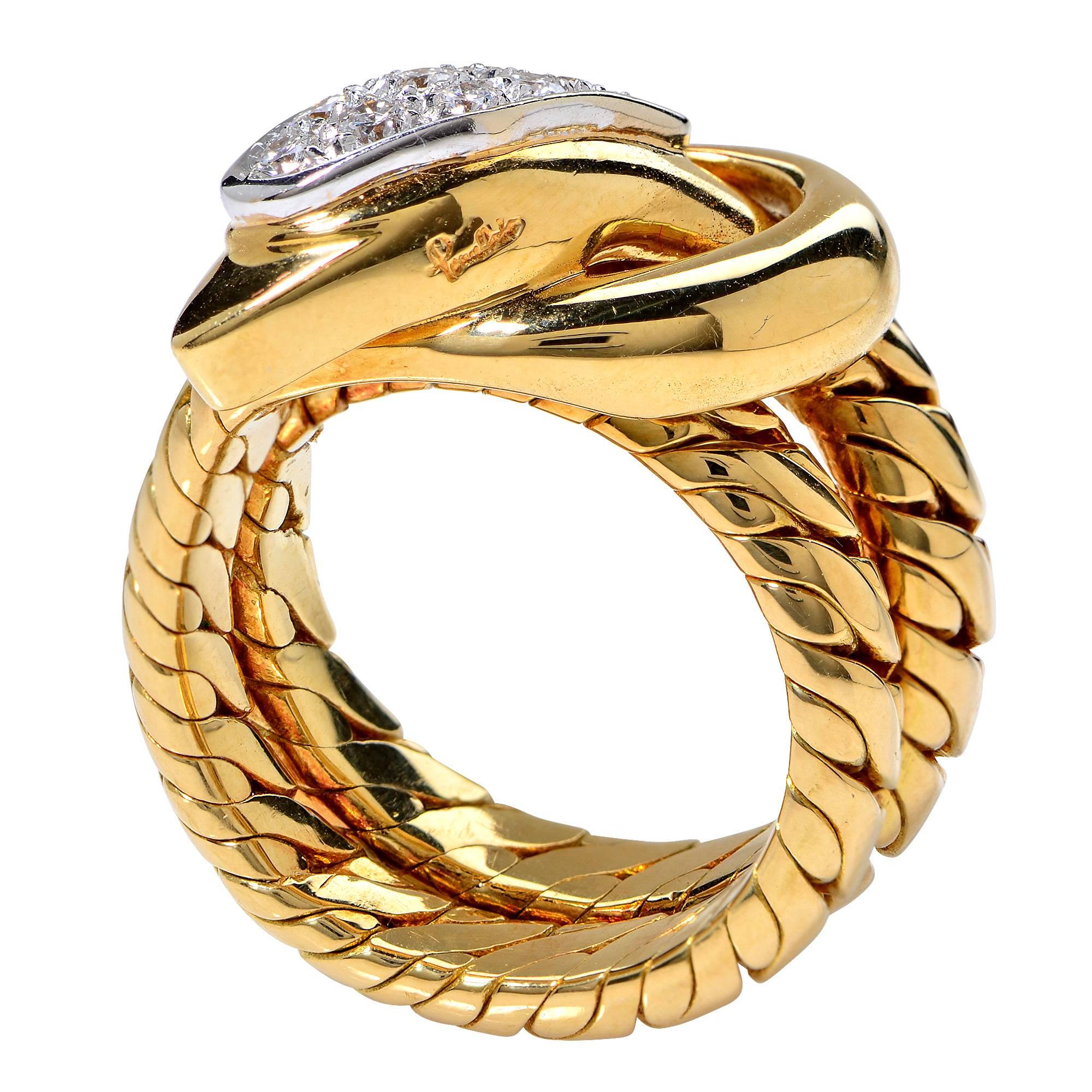 Pomellato Diamond Gold Snake Ring at 1stDibs