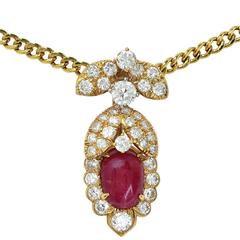 Ruby Diamond Gold Necklace