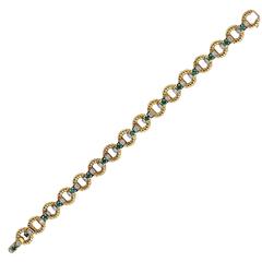 Emerald Diamond Gold Link Bracelet