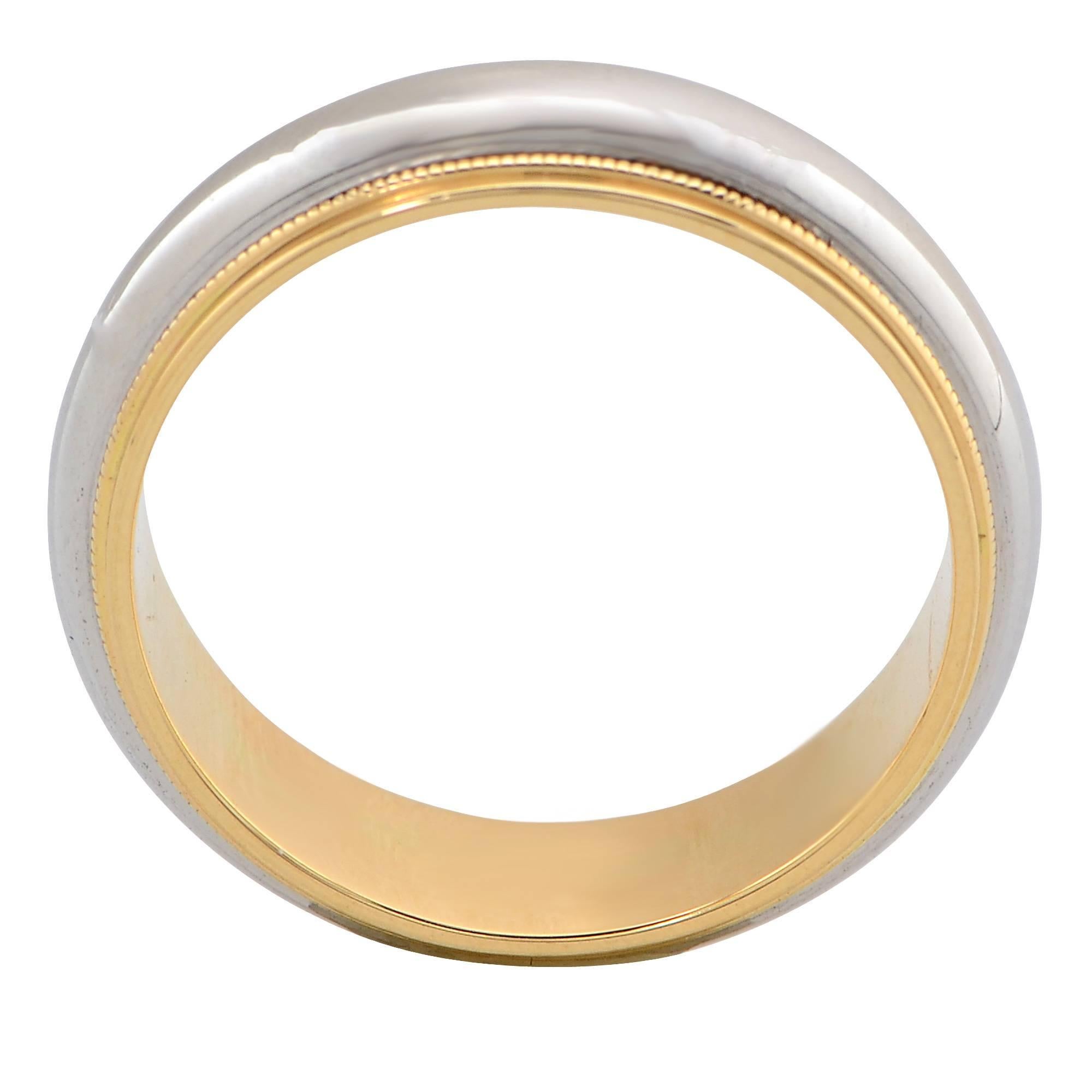 Tiffany & Co. Men's Platinum and Yellow Gold Band.

Ring Size: 8.25

This Ring is Accompanied by a Retail Appraisal Performed by an Accredited Gemologist.