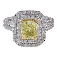 1.63 Carat GIA Cert Fancy Color Diamond Gold Ring