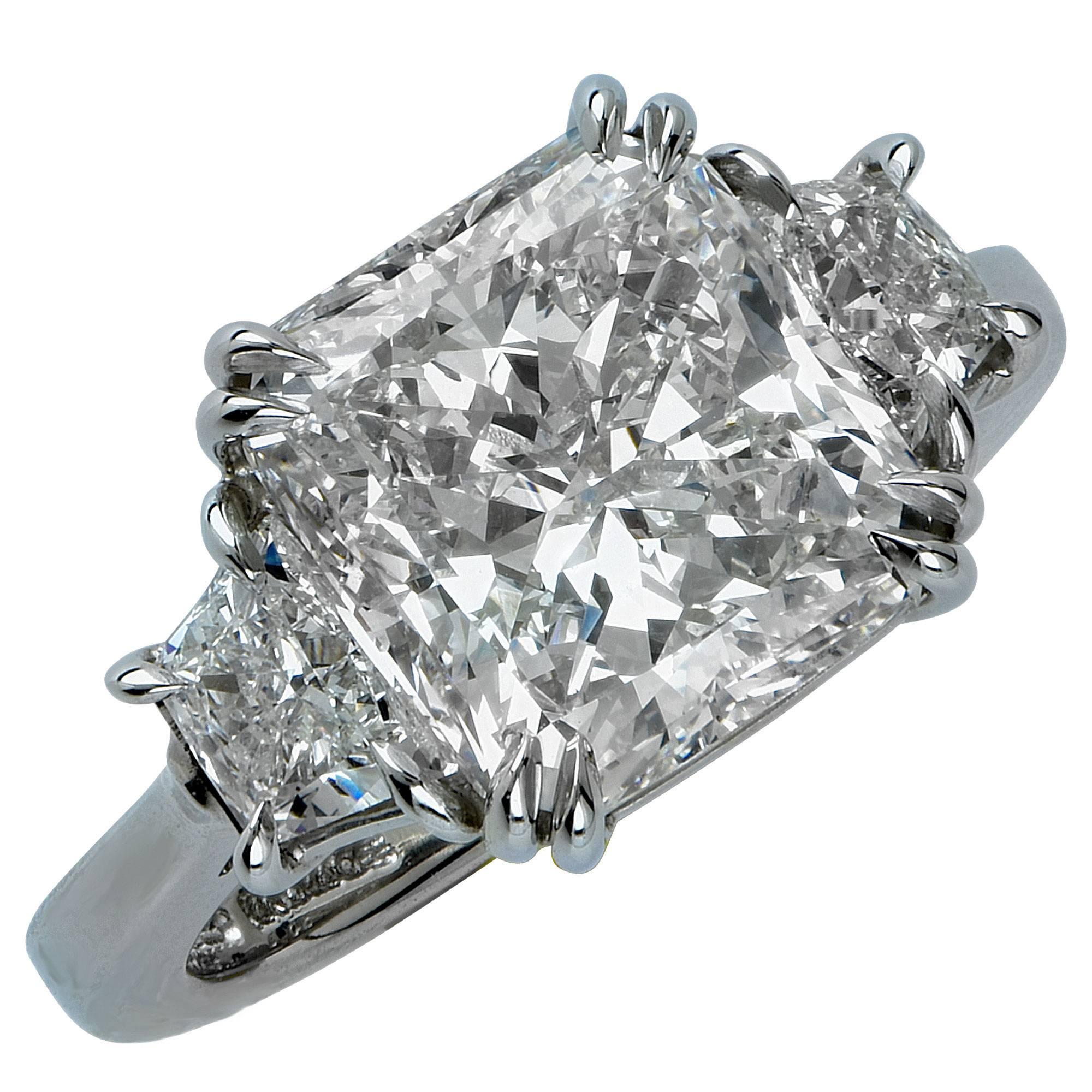 5.06 Carat GIA Graded Radiant Cut Diamond Platinum Ring