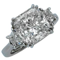 5.06 Carat GIA Graded Radiant Cut Diamond Platinum Ring 1