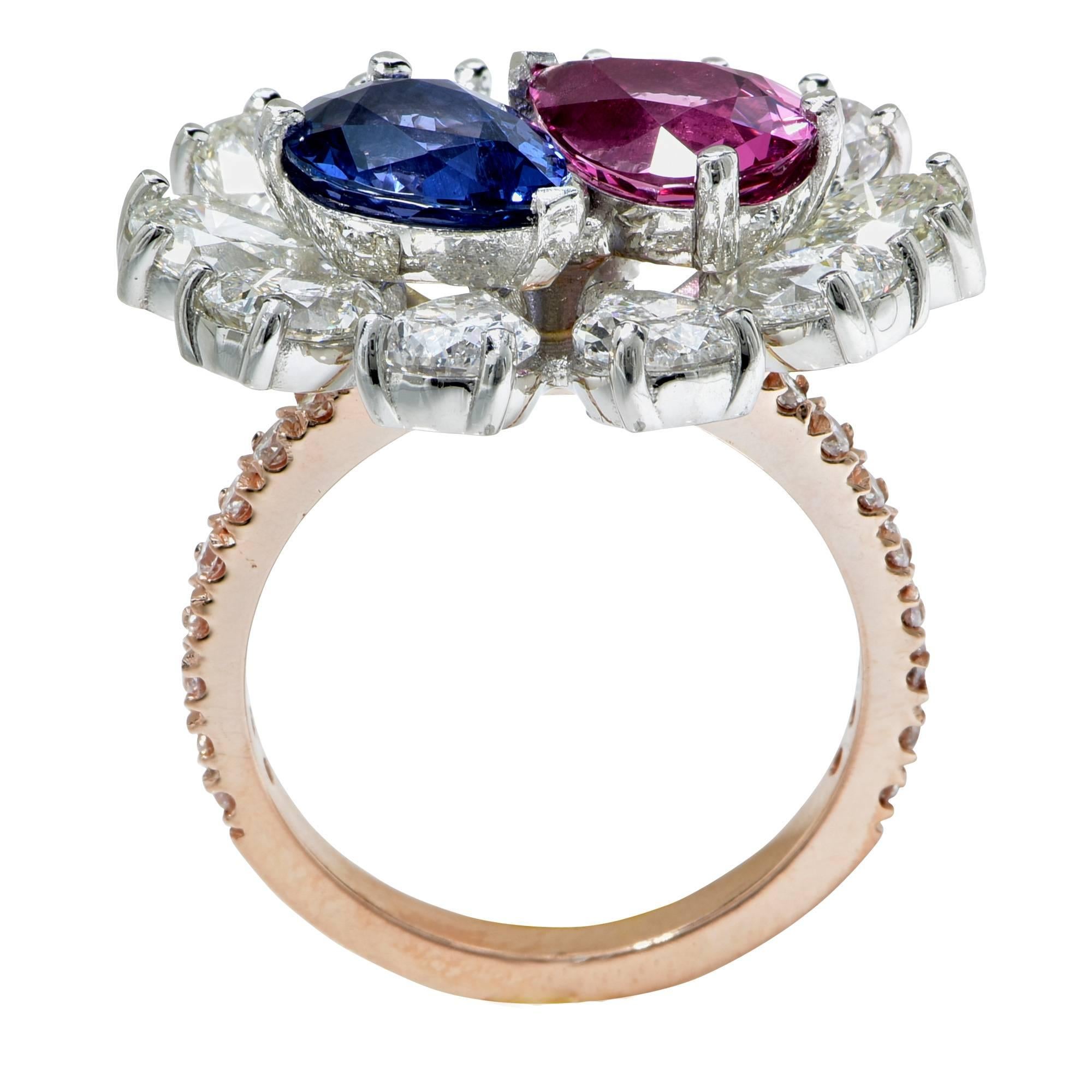 Women's Spinel Diamond Two Color Gold Ring
