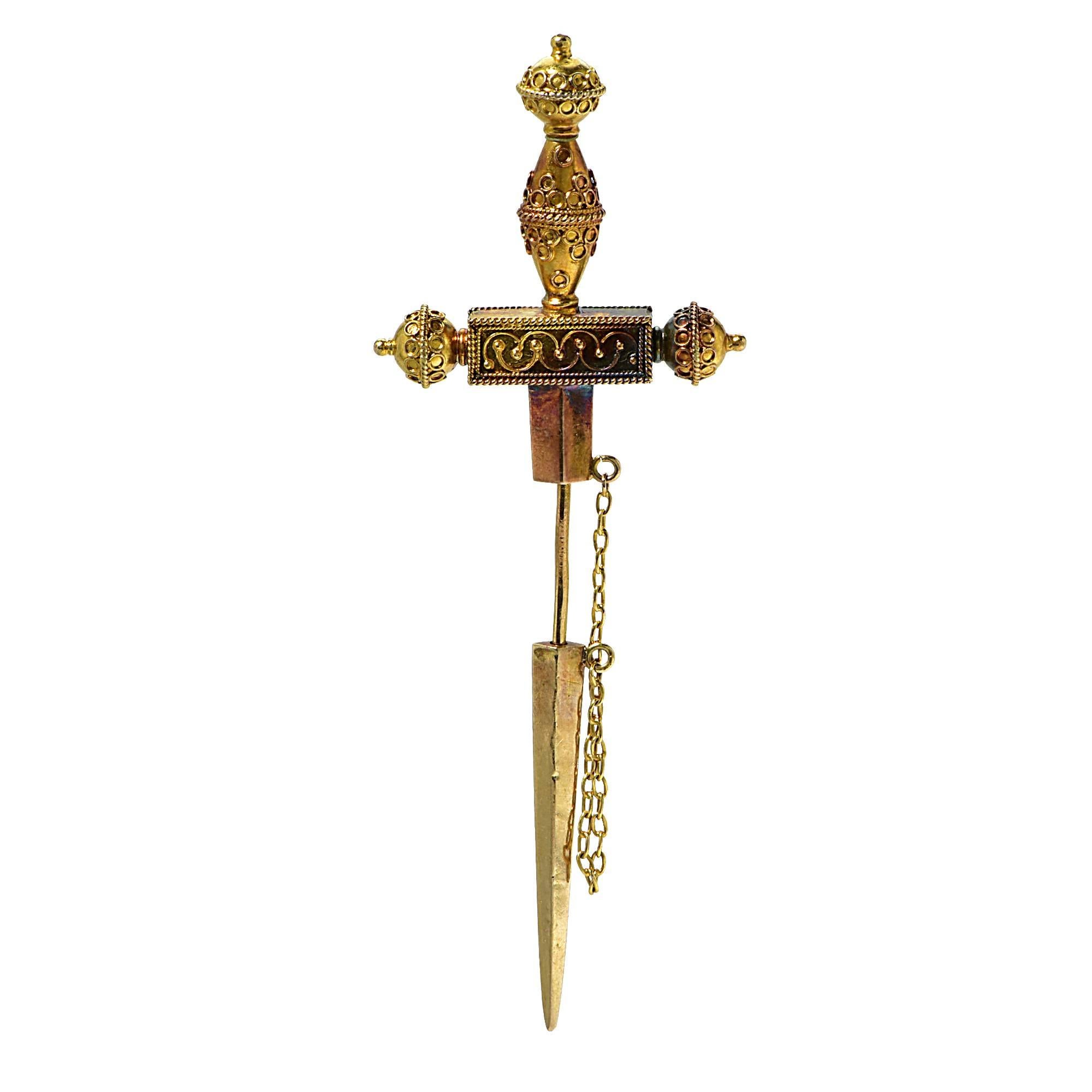 Victorian jabot cross with pearls in yellow gold.

Metal weight: 2.79 grams

This brooch is accompanied by a retail appraisal performed by a Graduate Gemologist.