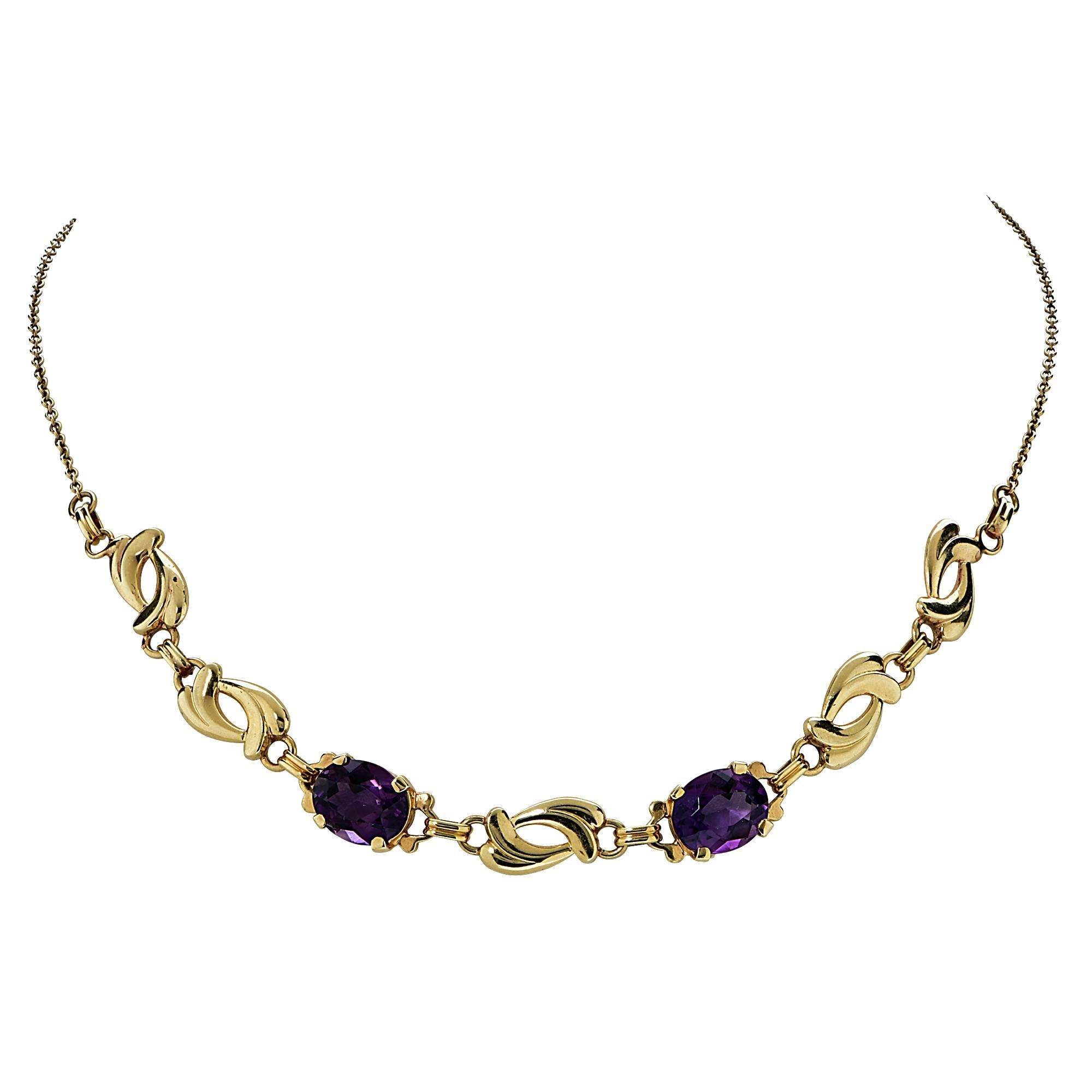 Women's Amethyst Gold Earring and Necklace Set