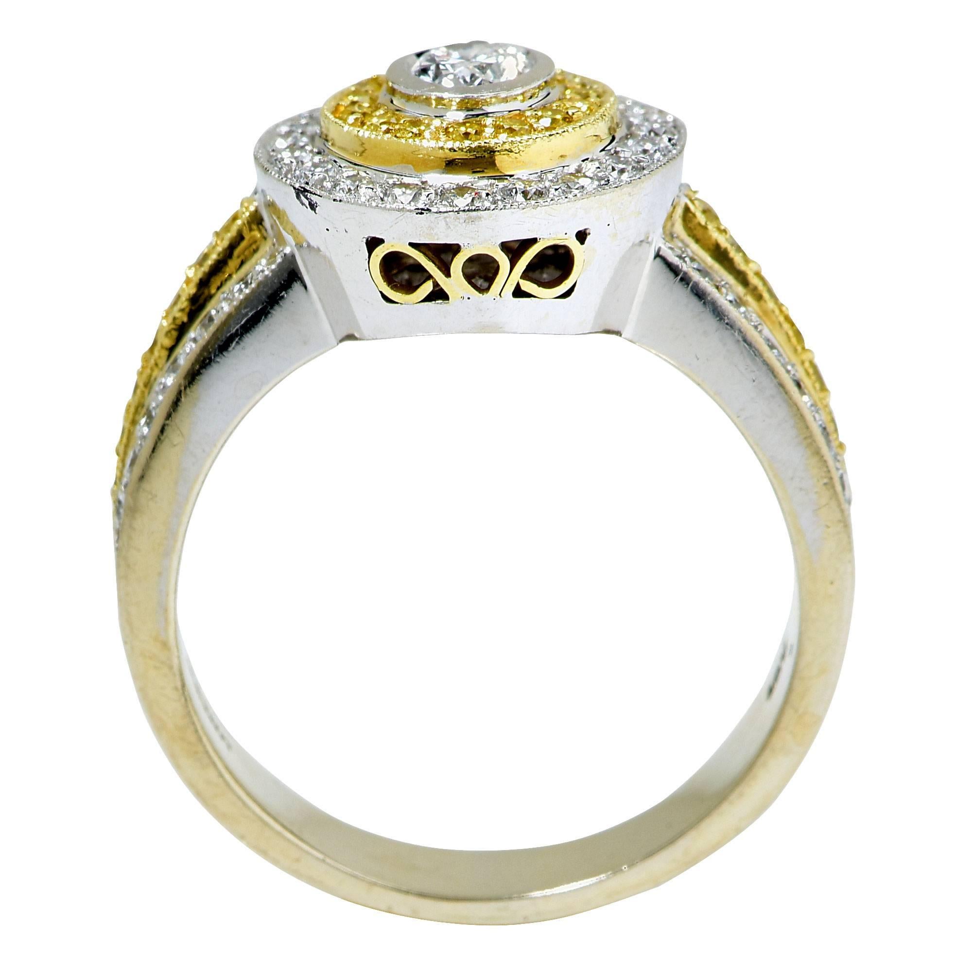 1.30 Carat Diamond Two Color Gold Ring In New Condition In Miami, FL