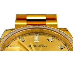 Rolex Gelbgold Diamant Oyster Perpetual Tag Datum Armbanduhr