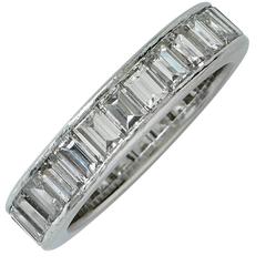3.85 Carat Baguette Diamond Platinum Eternity Band Ring