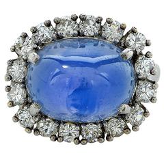 12 Carat Star Sapphire Diamond Platinum Ring
