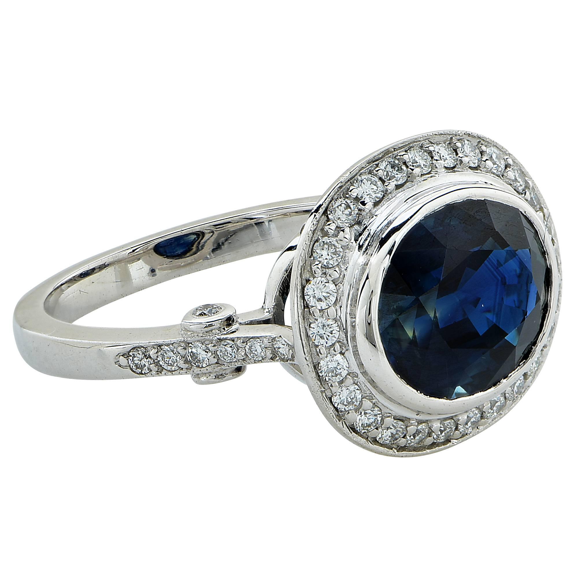 sapphire and diamond platinum engagement ring