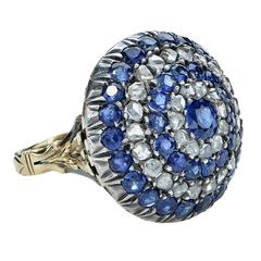 Victorian Sapphire Diamond Target Ring