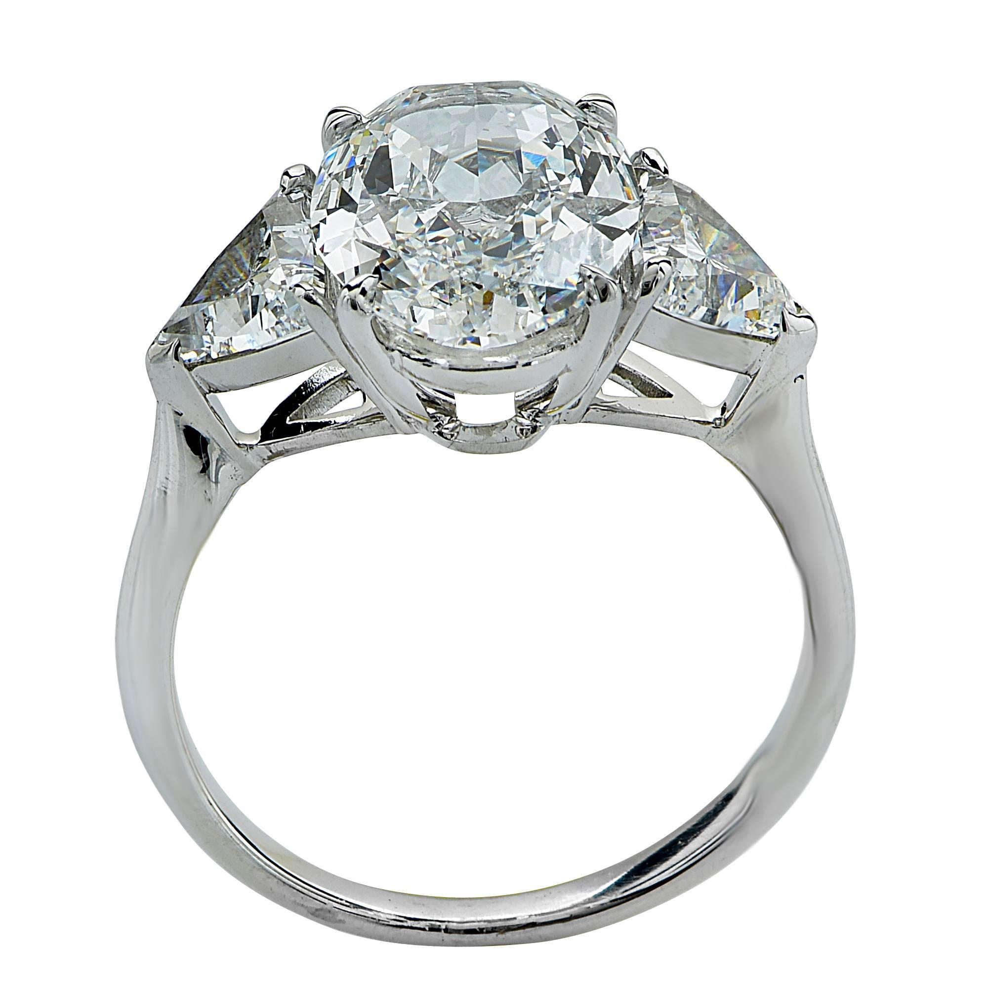 Women's 2.82 Carat GIA Cert Oval Diamond Platinum Engagement Ring