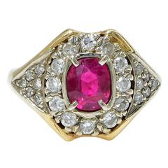 1 Carat Burma Ruby and Diamond Ring