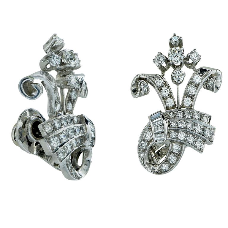 3 Carats Diamonds Platinum Earrings at 1stDibs