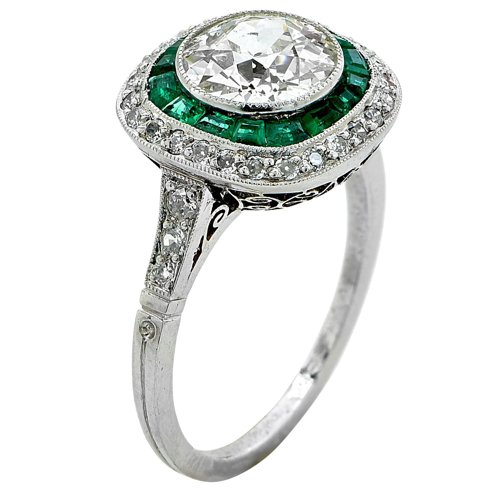 Women's 1.80 Carat Art Deco Diamond Platinum Engagement Ring