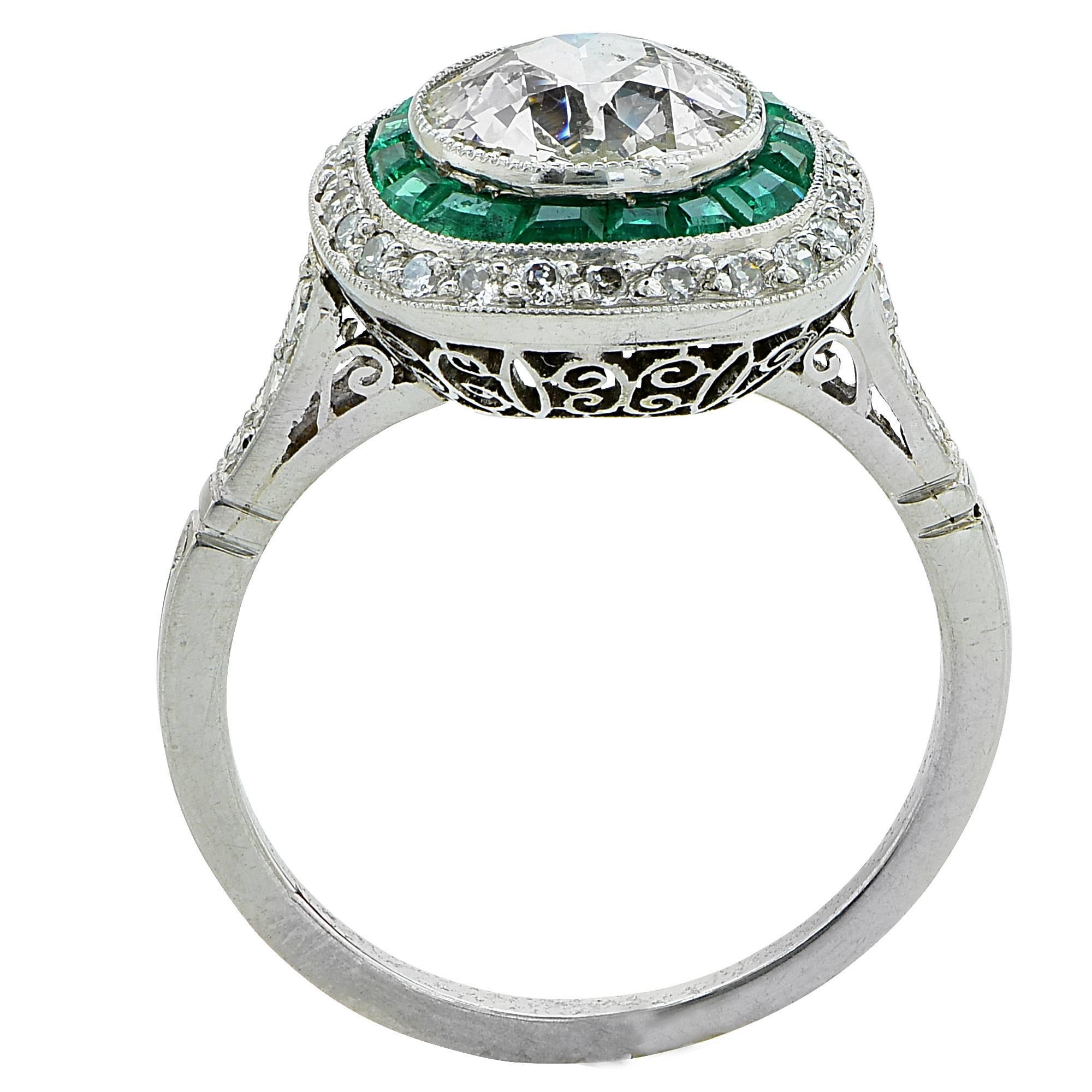 1.80 Carat Art Deco Diamond Platinum Engagement Ring 1
